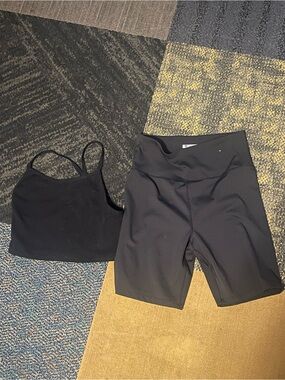 Forever 21 Black Crop Tank and High-Waist Bike Shorts Set